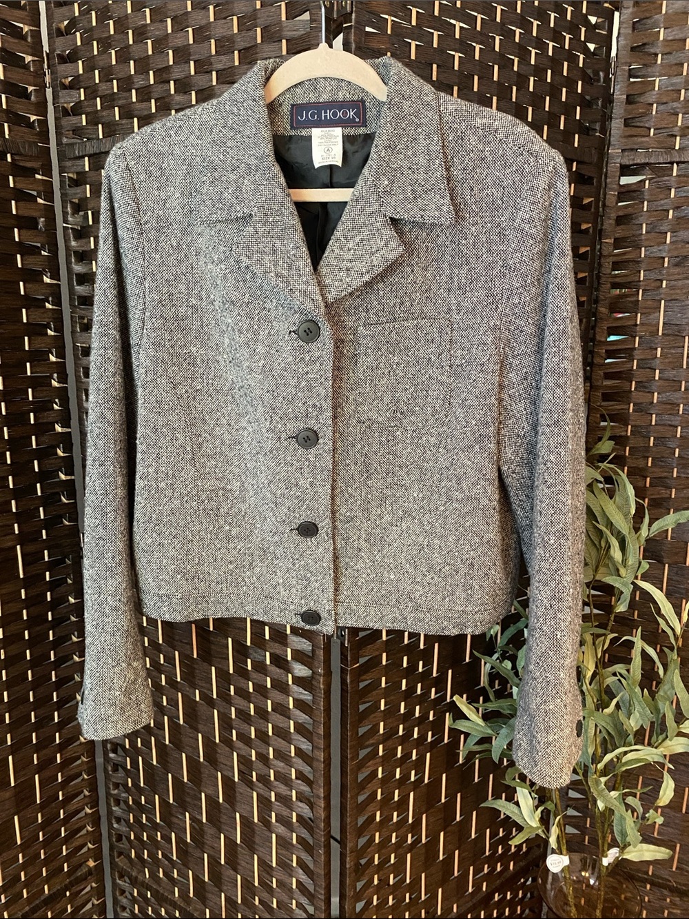 J.G. Hook Women's Gray Wool Blend Cropped Blazer